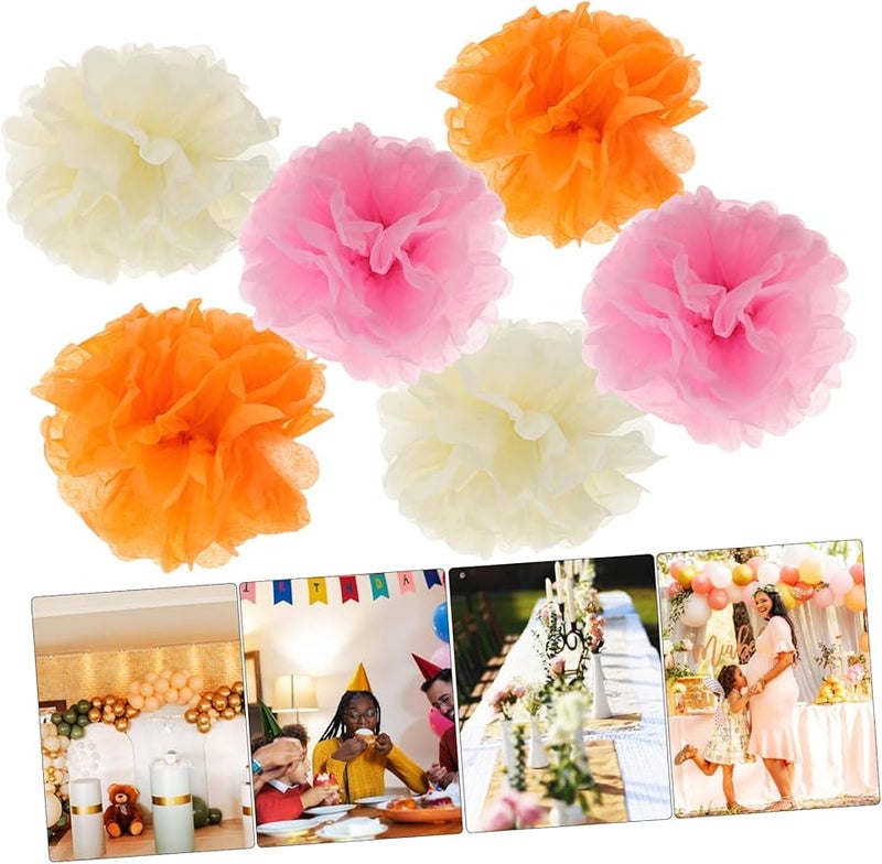 كرات ورقية وردية برتقالية عاجية 15 قطعة ديكورات حفلات الزفاف وعيد الميلاد - Image 5